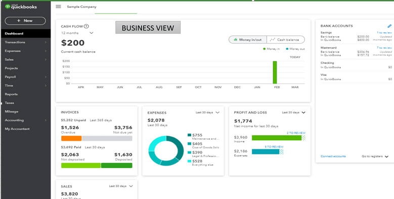 Quickbooks Business View Dashboard